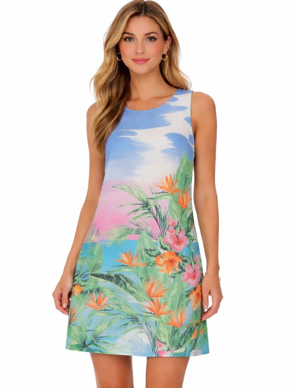 Tommy Bahama Paradisio Sunrise Silk Shift Dress Size S Sleeveless Pockets New
